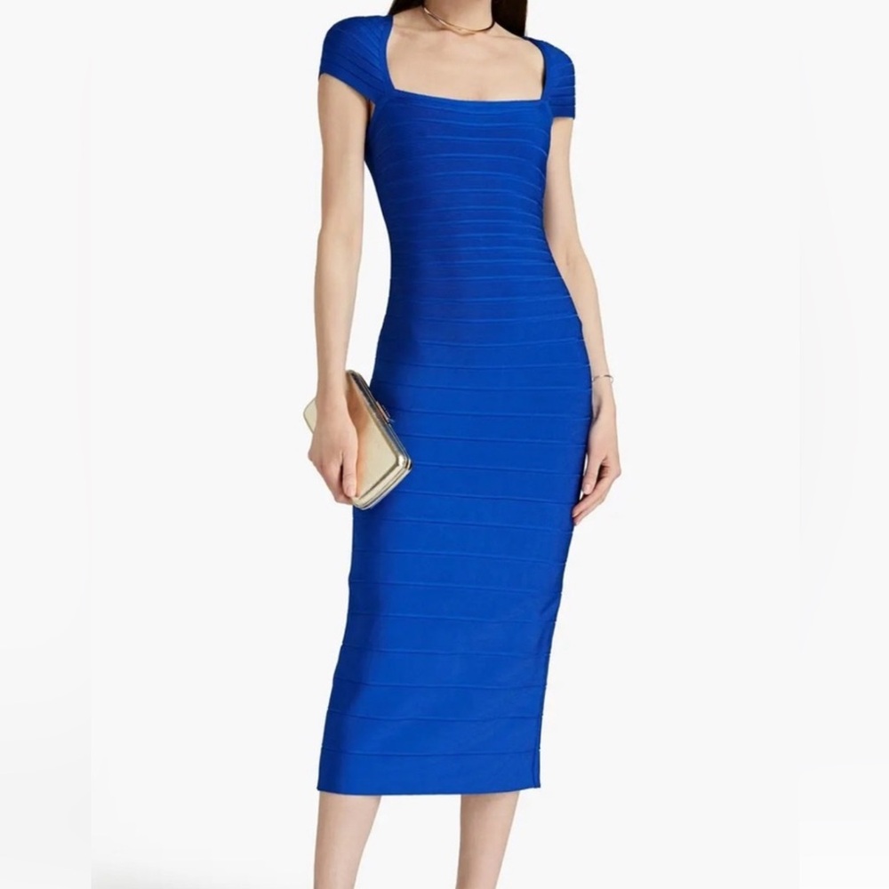 Herve Leger Vibrant Blue Midi Dress Size S (worn once)